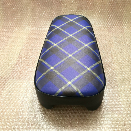 Honda Monkey Z50M Z50 M Blue Tartan Reproduction To Nos Motorcycle Seat Classic. Metal Pan SKU 5457
